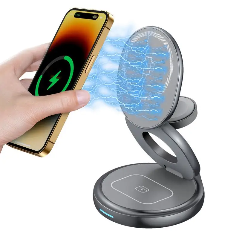 

Magnet Phone Charger Fast Charging 3 In 1 Magnetic Charger Stand Magnetic Phone Chargers With 360 Degrees Rotation Travel