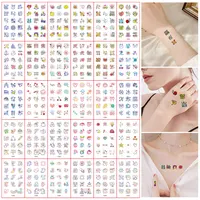 30 Sheets Cute Cartoon Temporary Tattoos for Hands Waterproof Tattoo Stickers for Children Rainbow Fruit Moon Fake Finger Tattoo 2