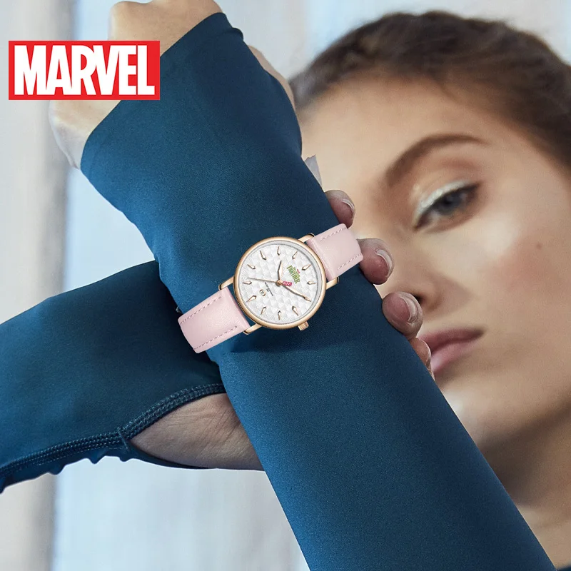 Disney Gift With Box MARVEL Original Black Panther Woman Quartz Watch Stainless Steel Female Calendar Relogio Masculino