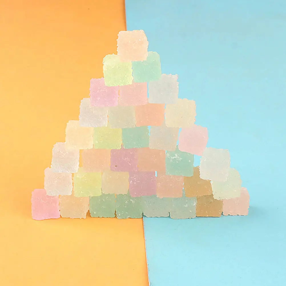 50개 야광 투명 설탕 큐브 미니어처, DIY 공예, 보석 제작, 스크랩북킹용 사실적인 가짜 사탕