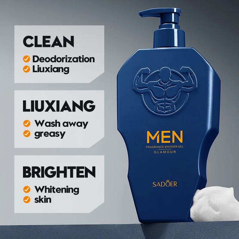 500ML Men's Shower Gel Dense Foam Clean Body Deeply Cleanse Skin Dirt And Oil Leaving Skin Cool Not Tight
