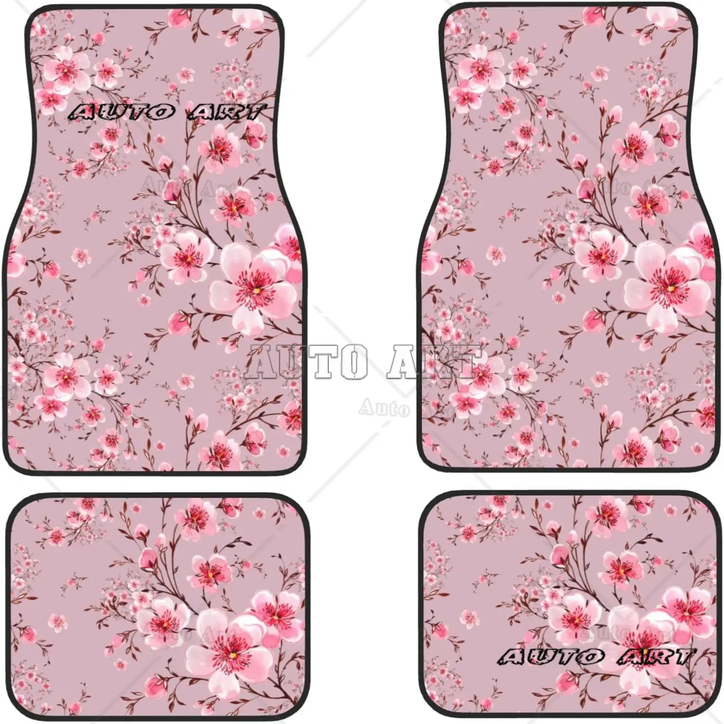 Flower Floor Mat Pink 2枚 Car Floor Mat - Sakura Sunrise - Universal Anime Car Floor