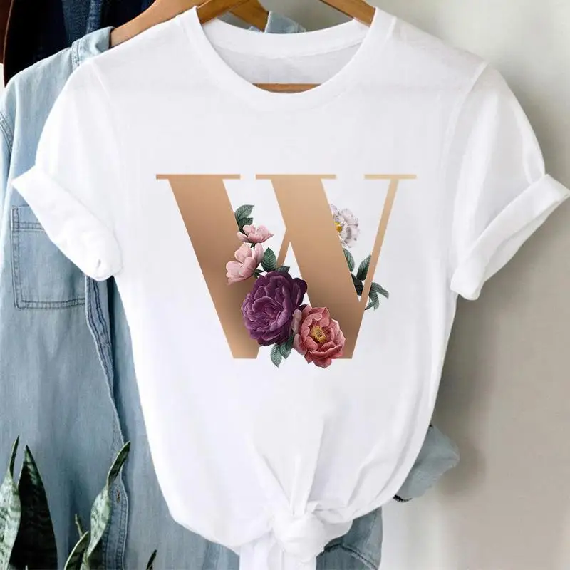 

Unisex Print Woman tshirts 26 Letter Customization T-shirt Ladies Fashion Top Female Tees Casual T shirt Summer Short Sleeve
