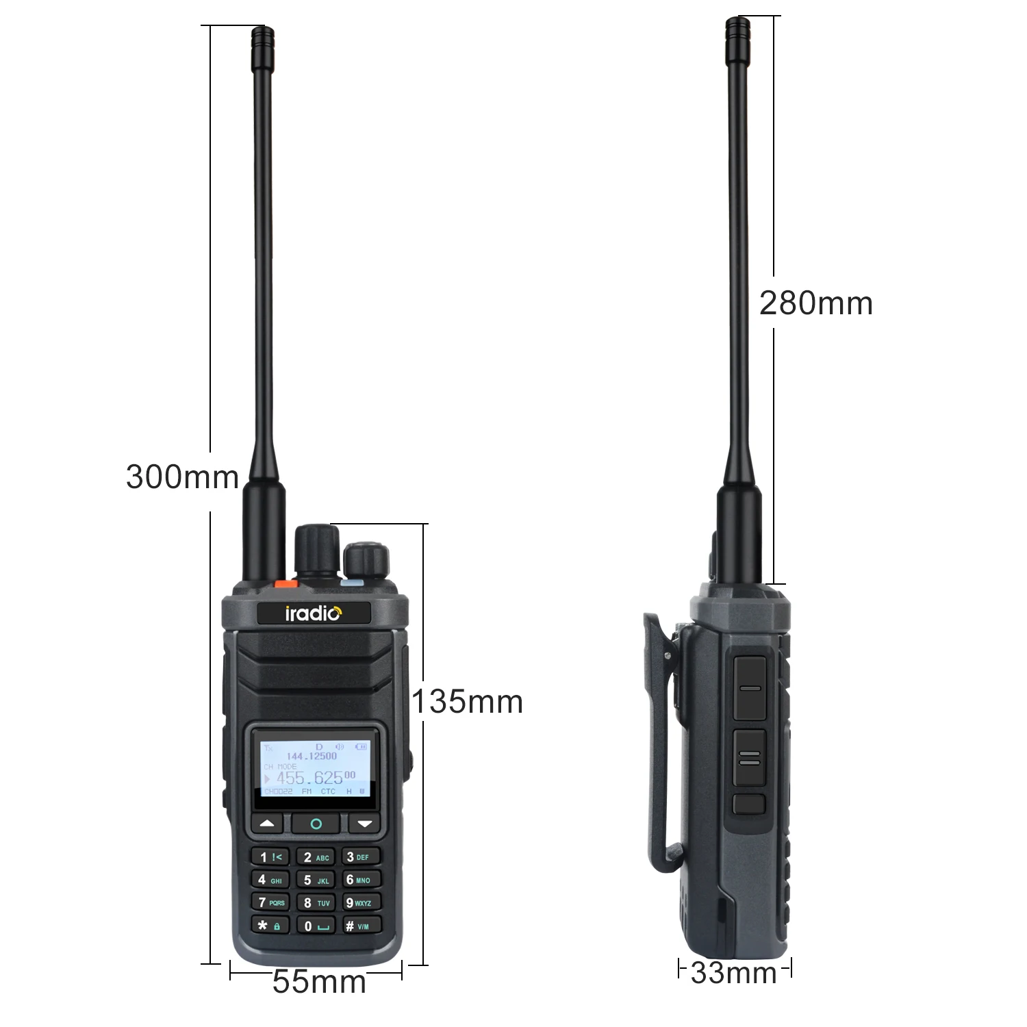 Iradio Walkie Talkie UV-88 HF CB VHF UHF Aviation Freq Multi