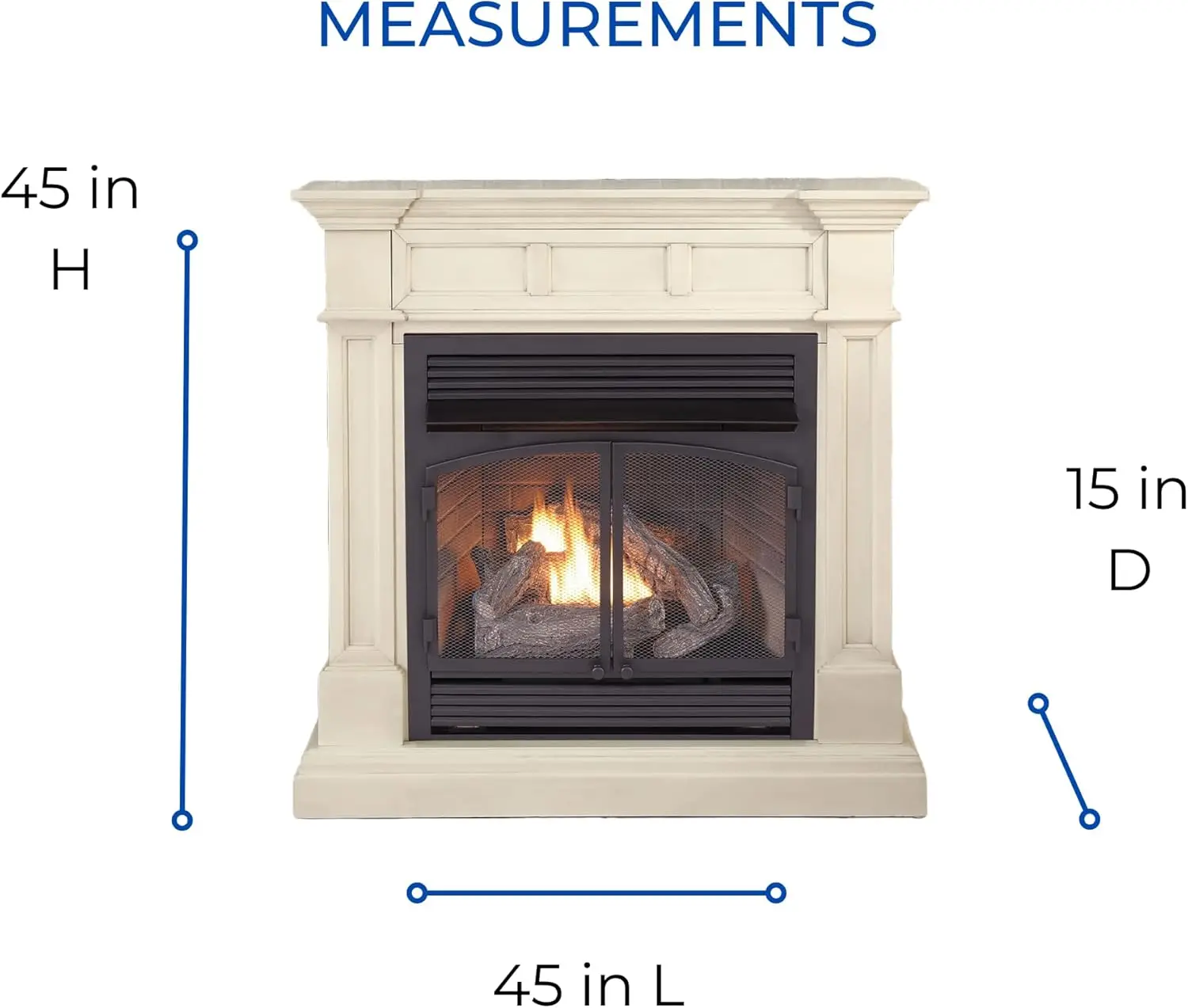 Dual Fuel Ventless Gas Fireplace System Mantle Remote Control 6 Fire Logs Use with Natural Gas or Liquid Propane 32000 BTU 6