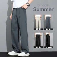 Pantalon décontracté ample et fluide pour homme, style coréen, coupe droite, léger, été 2026, kaki, gris foncé, noir 1