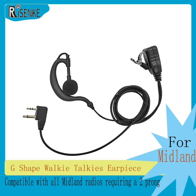 RISENKE G Shape Earpiece Hands Free Intercom Audio Kit Xt60 Headset G9 G9 Pro PPT Earbuds For Midland Walkie Talkies