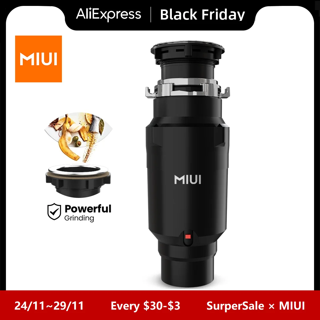 Miui Continuous Feed Garbage Disposal With Sound Reduction,1/2 Hp Food Waste Disposer With