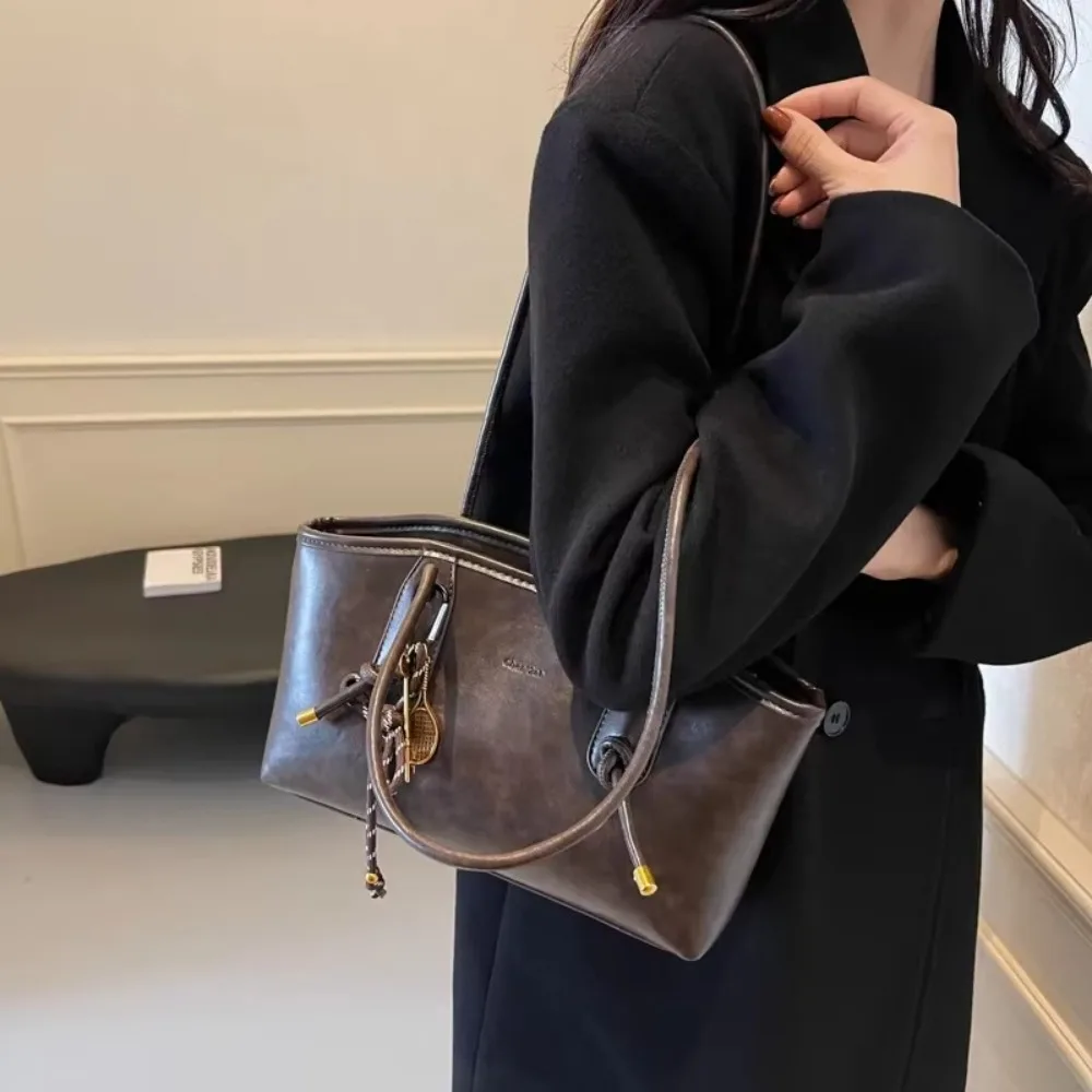 Y2K Trend Große Kapazität Arbeit Schulter Tasche Einfarbig Einfache Dame Handtaschen PU Leder Tote Tasche Frauen Weibliche