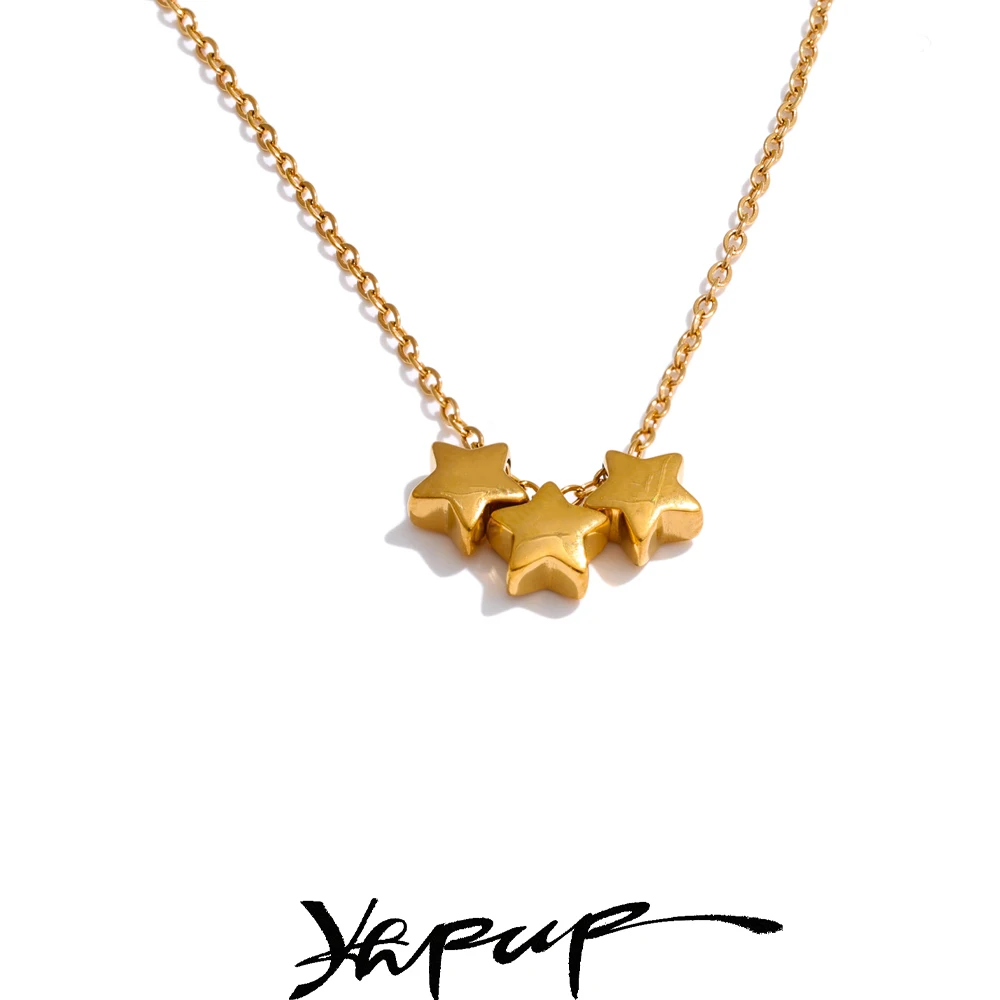 Yhpup Pendant Necklace Golden Stainless Steel Daily