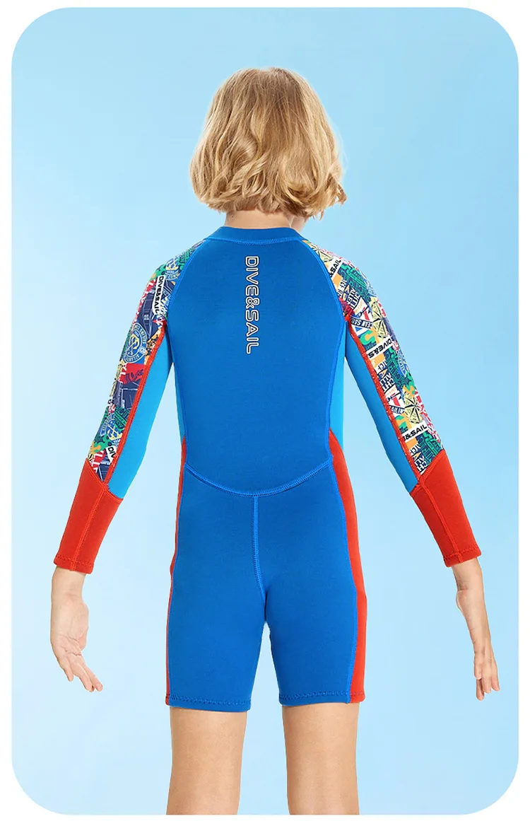 Description Picture 6 of item2.5mm Neoprene Youth Kids Wetsuit Summer Surfing Suit Short Sleeve Diving Snorkeling Swimming One-piece Scuba Dive Swimwear Girl