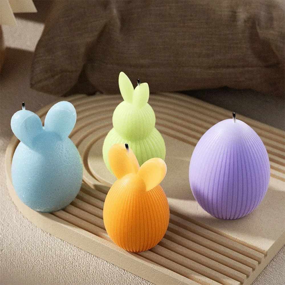 Premium Safe Easter Bunny Egg Shape Silicone Mold DIY Craft for Scented Candle Plaster Non-Toxic Resin Chocolate Making Supplies