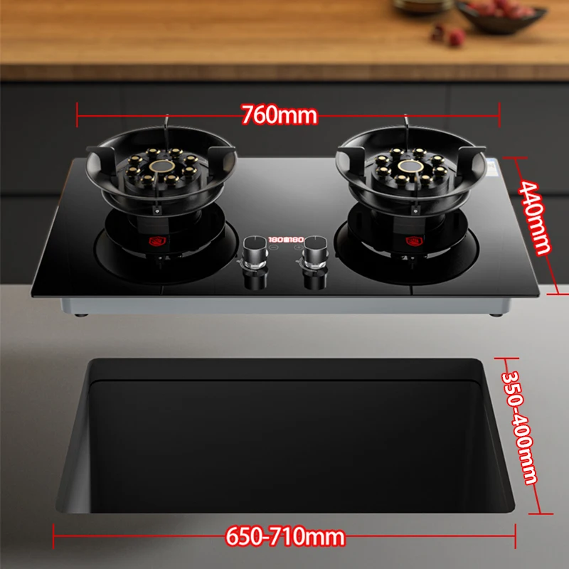 Cooktop Gas Stove 2 Burners Dual Stove 4.8KW Household Embedded LNG/LPG Stove Desktop Dual-Use Hob Gas Panel Gas Kitchen Cooker 5