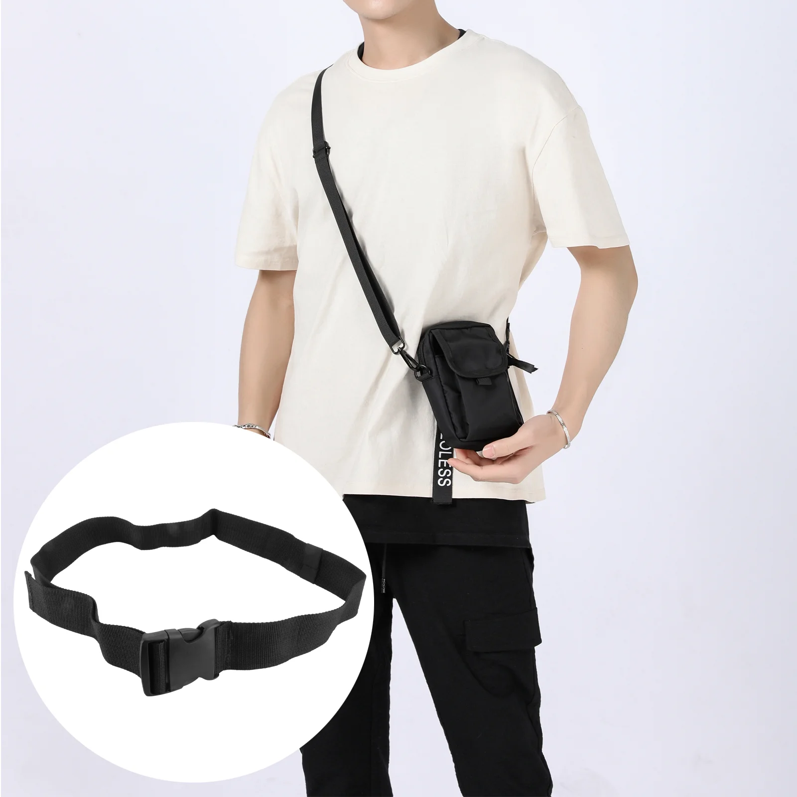 1 Pc Bag Belt Extender Shoulder Bag Cross Body Bag Waist Bag Accessory (Black)