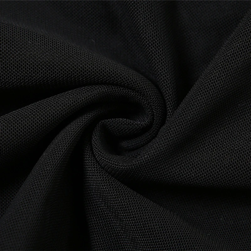 Black Dresses Women Elegant Solid Color See Through Round Neck Long Sleeve Split Party Dress Club Dresses Streetwear