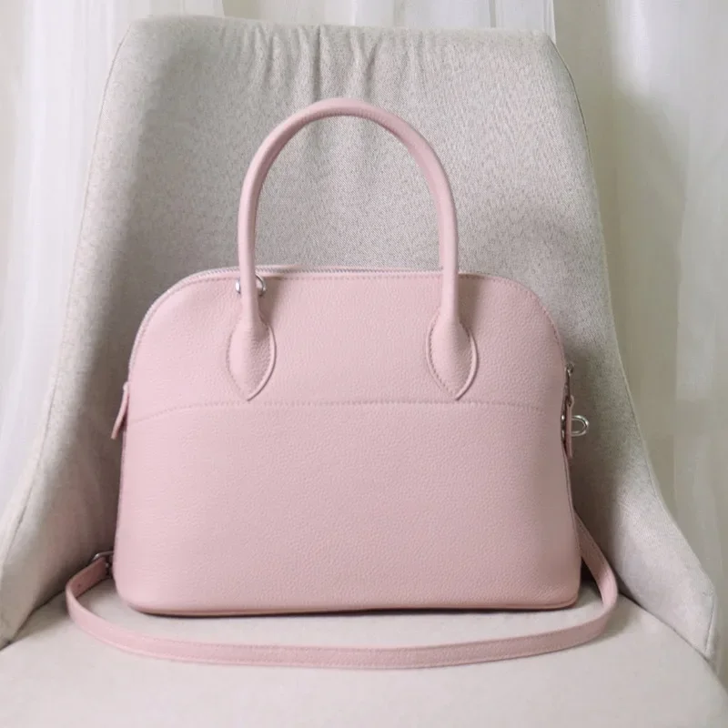 Designer  Head Layer Cowhide Shell Bag Imported Genuine Leather Fashion Luxury Large Capacity Shoulder Crossbody Ladies Handbag