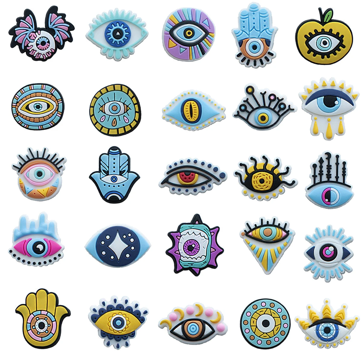 

New Arrival 1Pcs Cute Evil Eyes Shoe Charms Pin for Croc Accessories Decoration Bracelet Wristband Kids Men Women Party Gifts