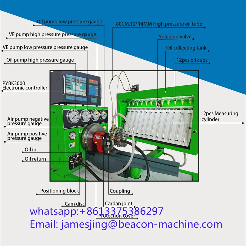 12 zylinder BC3000 Elektronische motor reparatur diesel Einspritzpumpe  Prüfstand stehen Diesel Pumpe Kalibrierung maschine