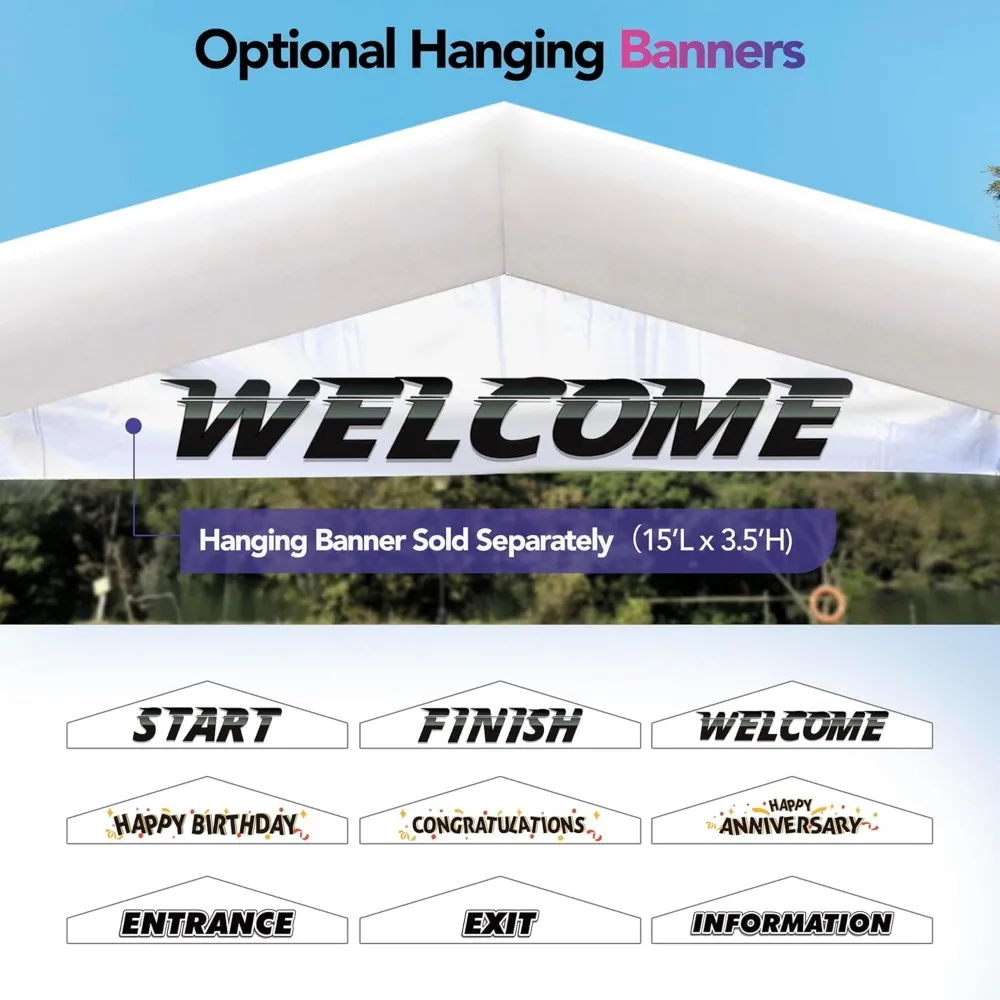 20Ft Gable Inflatable Arch with Built-in Blower - White, Archway Recommended for Races, Marathons, Organized Events, Carnivals,