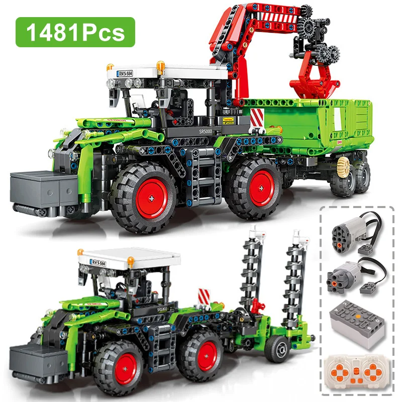 Technical Remote Control Farm Tractor Engineering Vehicle Model Building  Blocks City Mechanical Tractor Machine Bricks Toys Gift