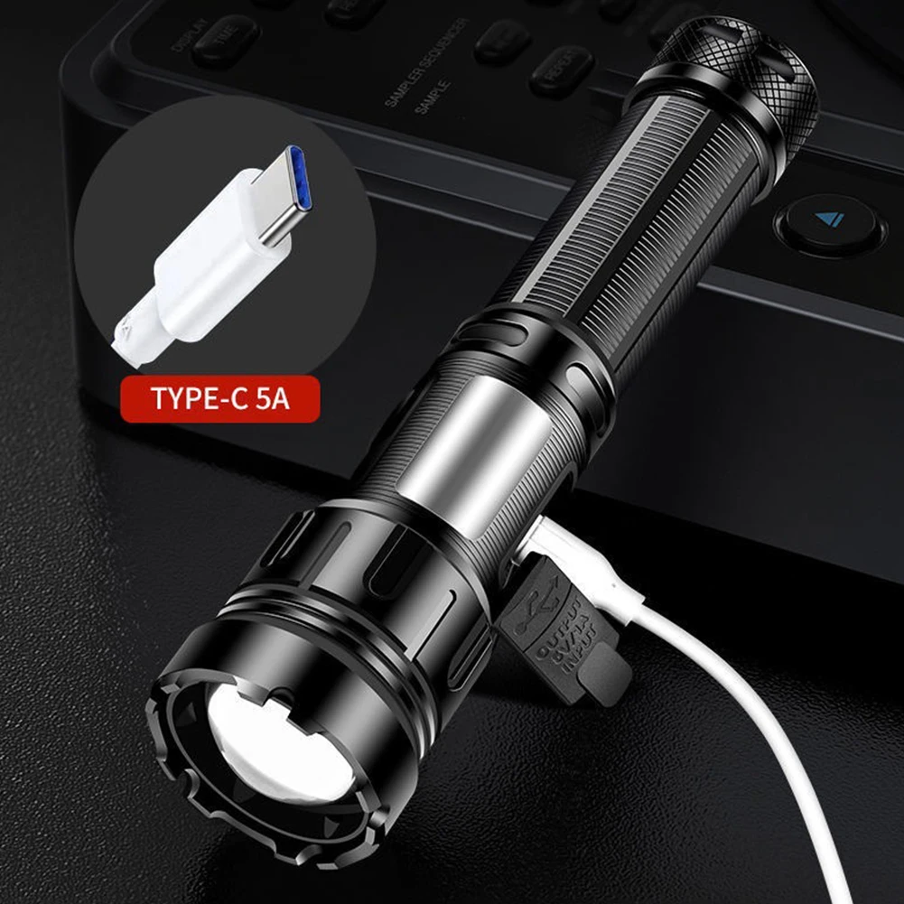 XHP50 COB LED 휴대용 손전등, C타입 USB 충전식 IPX4 방수 캠핑 낚시 조명, 800LM, 1200mAh