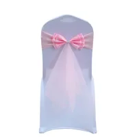 1Pcs Chair Sashes Ribbon Gauze Cover Belt Knot Bow For Hotel Country Wedding Ceremony Events Birthday Party Home Seat Decoration 5