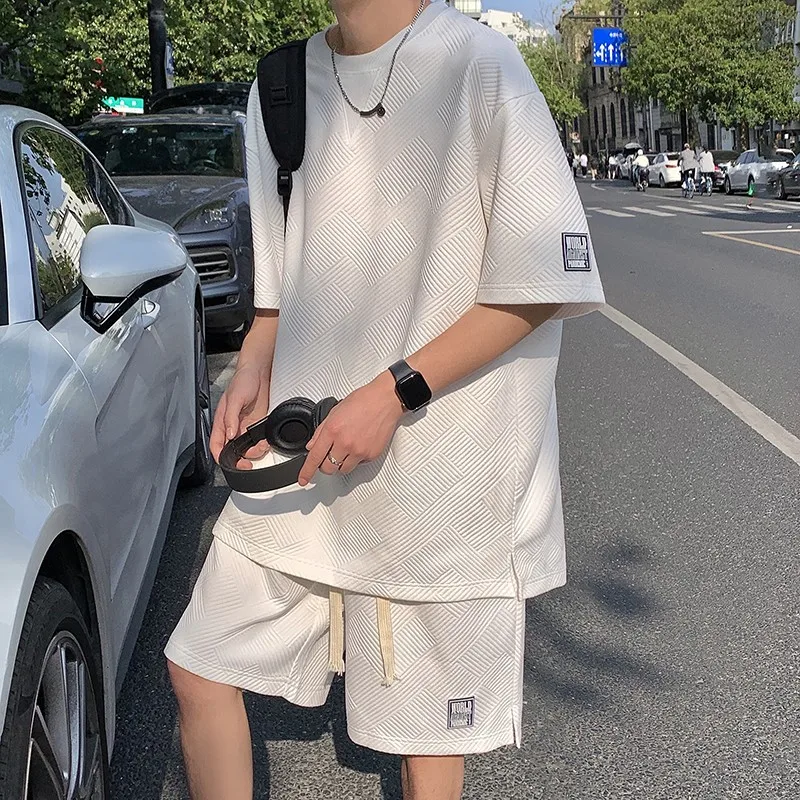 

2024 Summer Casual Sets Men's Fashion Short-sleeved T-shirt and Shorts 2-piece Loose Trendy Suit Mens Tracksuit Streetwear New