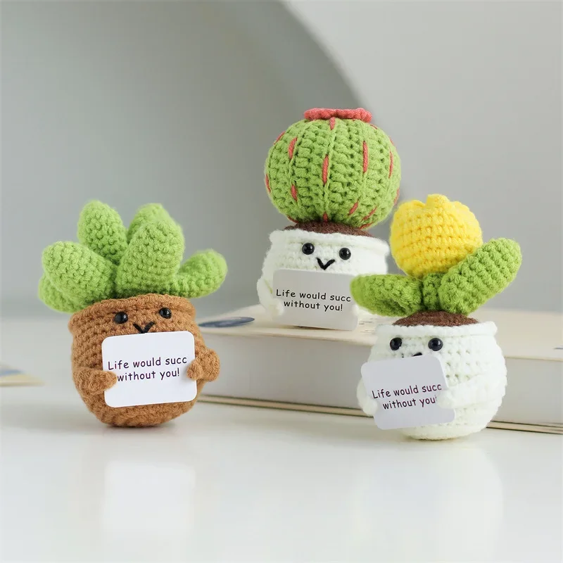 Emotionale Unterstützung, kreativer Kaktus, tanzender Kaktus, häkeln, handgefertigt, Kintted-Puppe, Auto, Bücherregal, Tisch, Heimdekoration, Geschenk