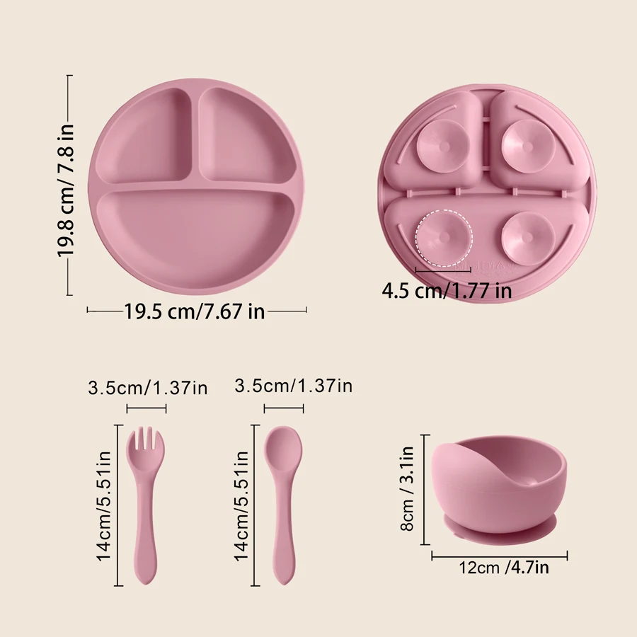 Personalized Name 4PCS Baby Silicone Dinner Sets Toddler Plate Suction Bowl Eating Training Spoon Fork Children's Tableware 4