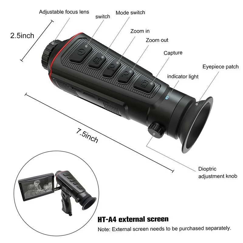 Hti HT-A4 사냥 열화상 카메라, 384x288 해상도, 50Hz 이미징, 25mm