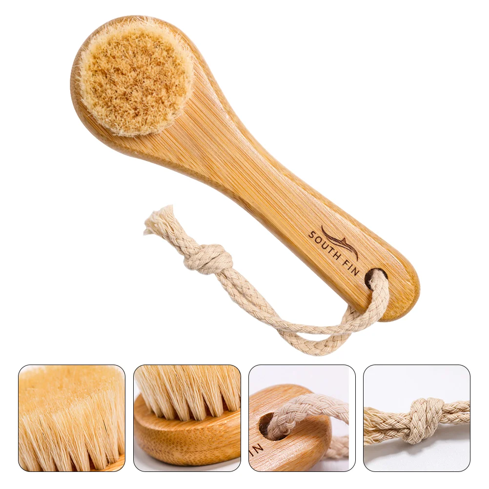 Horse Hair Face Brush Facial Cleaner Home Care Travel Exfoliating Bamboo Cleansing Women