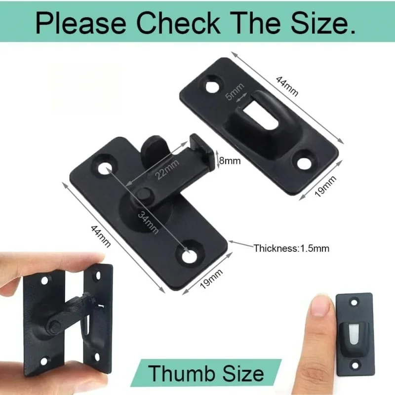 Stainless Steel Door Lock Latch 90 Degree Locking Privacy Lock Sliding barn Door Latch Right Angle Clasp cam