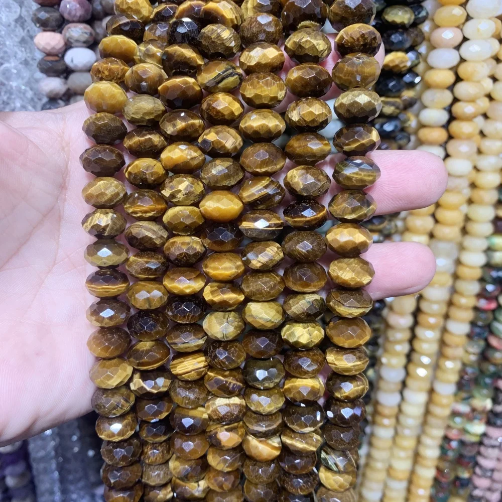 Natürliche 8x12mm Amazonit Abakus Perlen poliert Mix Tiger Eye Spacer Strang Perlen für DIY Herstellung Schmuck Zubehör Armband Hals – Detail 17