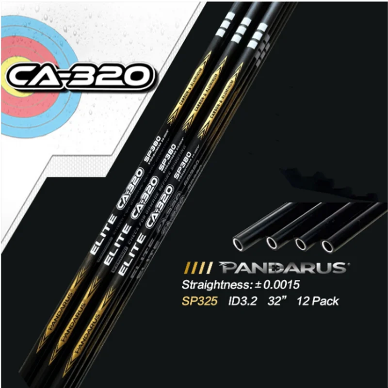 

12Pcs -/+0.0015" Straightness ID3.2mm CA-320 Aluminum Shaft with Carbon Over Arrow Spine325-1000 for Hunting and Shooting