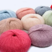 1pcs 50g Mohair Silk Wool Yarn 15% Wool 15% Mohair 40% Acrylic 30% Nylon Soft Crochet Yarn Hand Knit Scarf Shawl 330m/361yd 2
