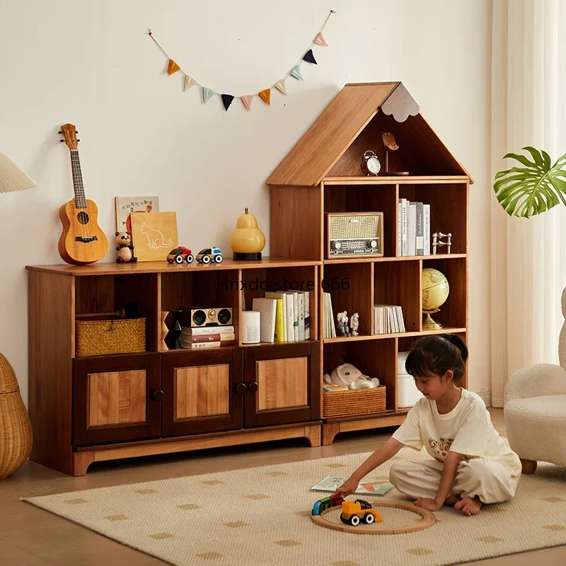 Modern floor standing Chinese bookshelf home storage cabinet with cabinet door