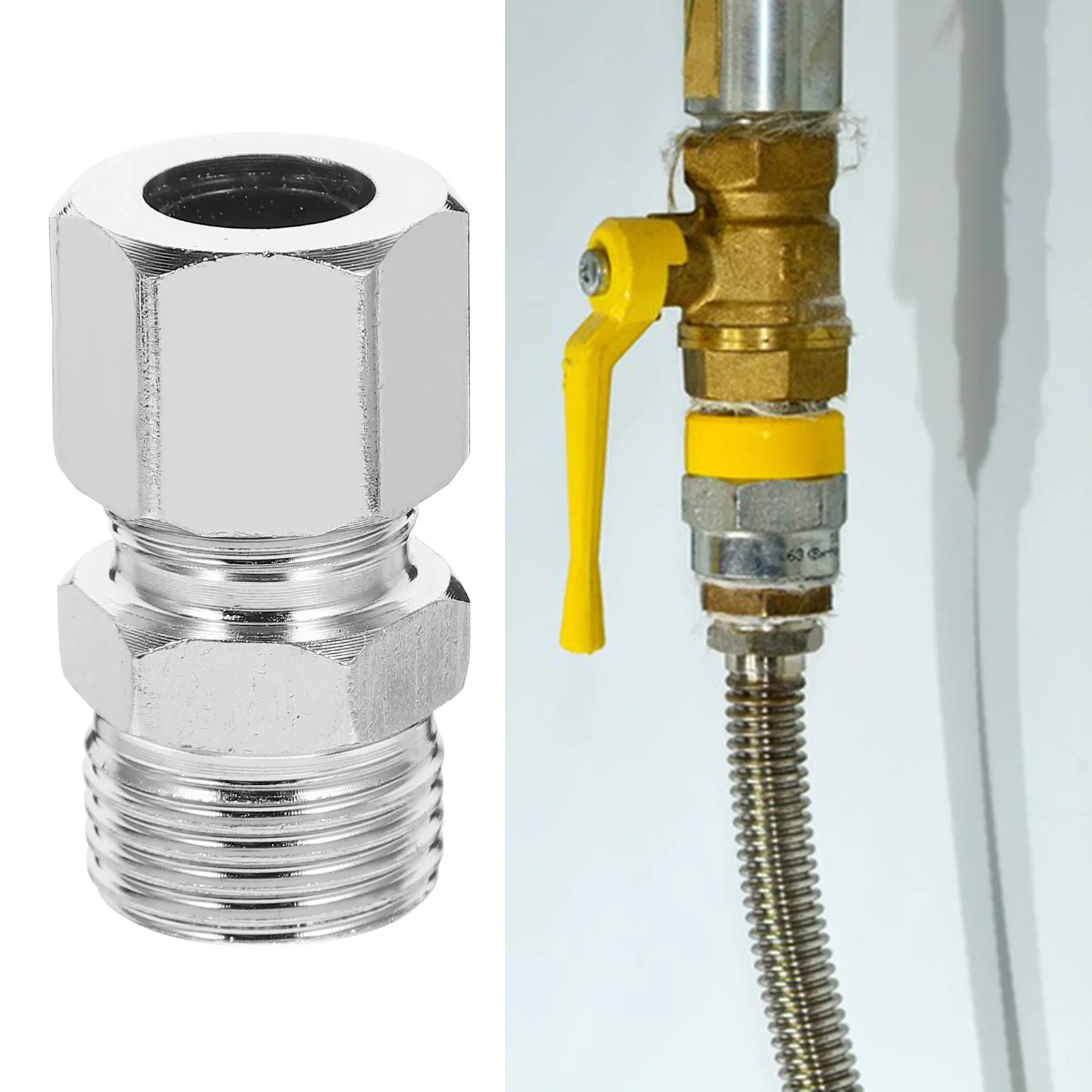 

10 Pcs Gas Pipe Adapter Connector Compression Tube Fitting Fittings Straight 1/2 Male Dedicated NPT