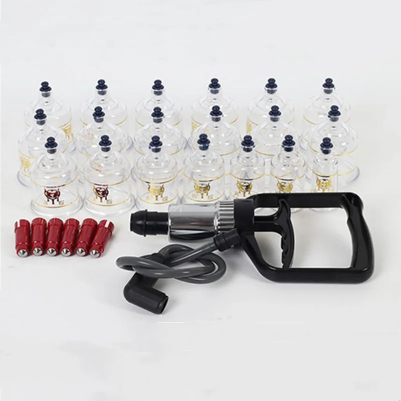 19Pcs Vacuum Pumping Cupping Device Gua Sha Acupuncture Set Neck Back Massage Jars Suction Physiotherapy Cupping Health Care 2