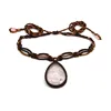 Rose Crystal Braided Stone Pendant Natural Pink Quartz Water Drop Handmade Thread Rope Wrapped Macrame Adjustable Chain Necklace 1