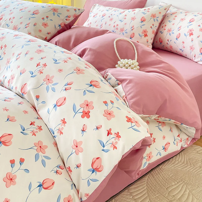 

Super Soft Glutinous Double Layer Comforter Bedding Sets Yarn Cotton Linen Bed Sheets Duvet Cover Sets 3/4 Pieces of Bedding