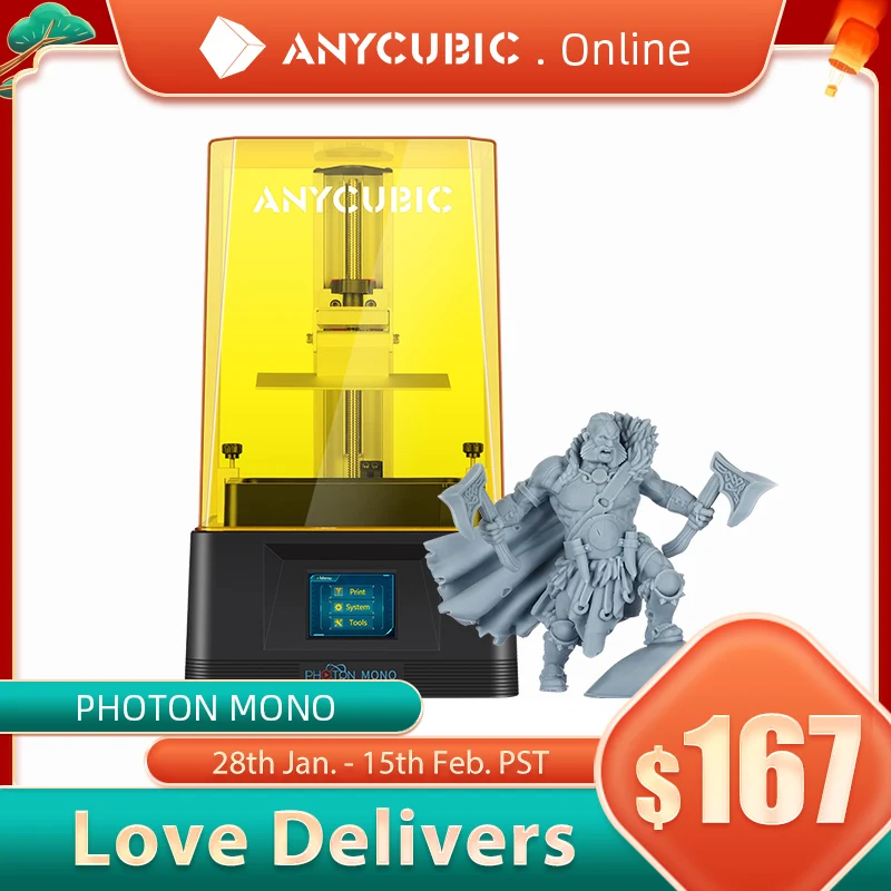 ANYCUBIC Photon моно 3D принтер 6 'ɲk Монохромный ЖК 8x анти-aliasing УФ Смола быстрая