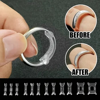 12 anelli/set, cuscinetto regolabile, regolatore della dimensione dell'anello, dimensione dell'anello allentato fisso, cuscinetto per la riduzione dell'anello, essenziale per fedi nuziali