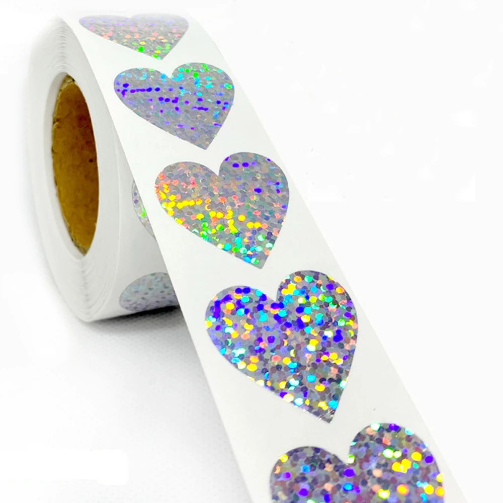 50-500 Stücke Laser Aufkleber Herz Form Geschenk Siegel Aufkleber Stern Runde Hologramm Klebeetikett Schreibwaren Aufkleber Etikett Geschenkbox Dekor – Detail 9