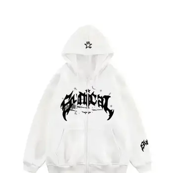 2024 جديد الأمريكية الرجعية زيبر سترة القوطية رسالة ستار هوديي العصرية الرجال معطف غير رسمي متعدد الاستخدامات - Image 6