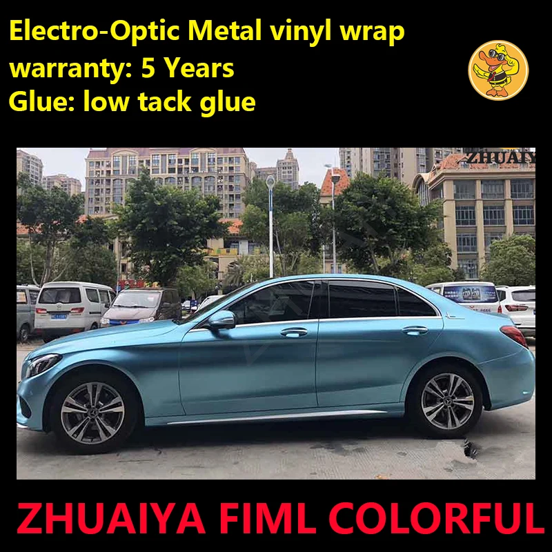 

Lake Blue Electro-optical Metal Vinyl Wrap For Car Wrapping Covering Foil Air Bubble Free Low Tack Glue1.52*18M/Roll 5x59ft