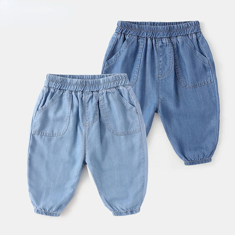 Baby Tencel Jeans Baby Summer Mosquito Resistant Pants Boys' Summer Thin Pants Kids' Wear