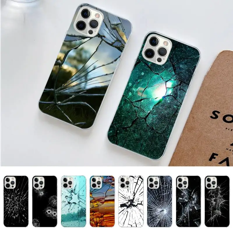 Чехол со сломанным стеклом для телефона iPhone 11 12 13 mini pro XS MAX 8 7 6 6S Plus X 5S SE 2020 XR |