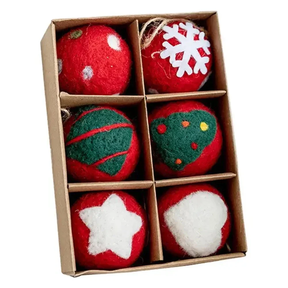 Christmas Decorations 1set 5cm Wool Felt Ball Christmas Decoration DIY Sewing Craft Supplies Party Decor Kids Fun Toys Xmas Tree Pendant