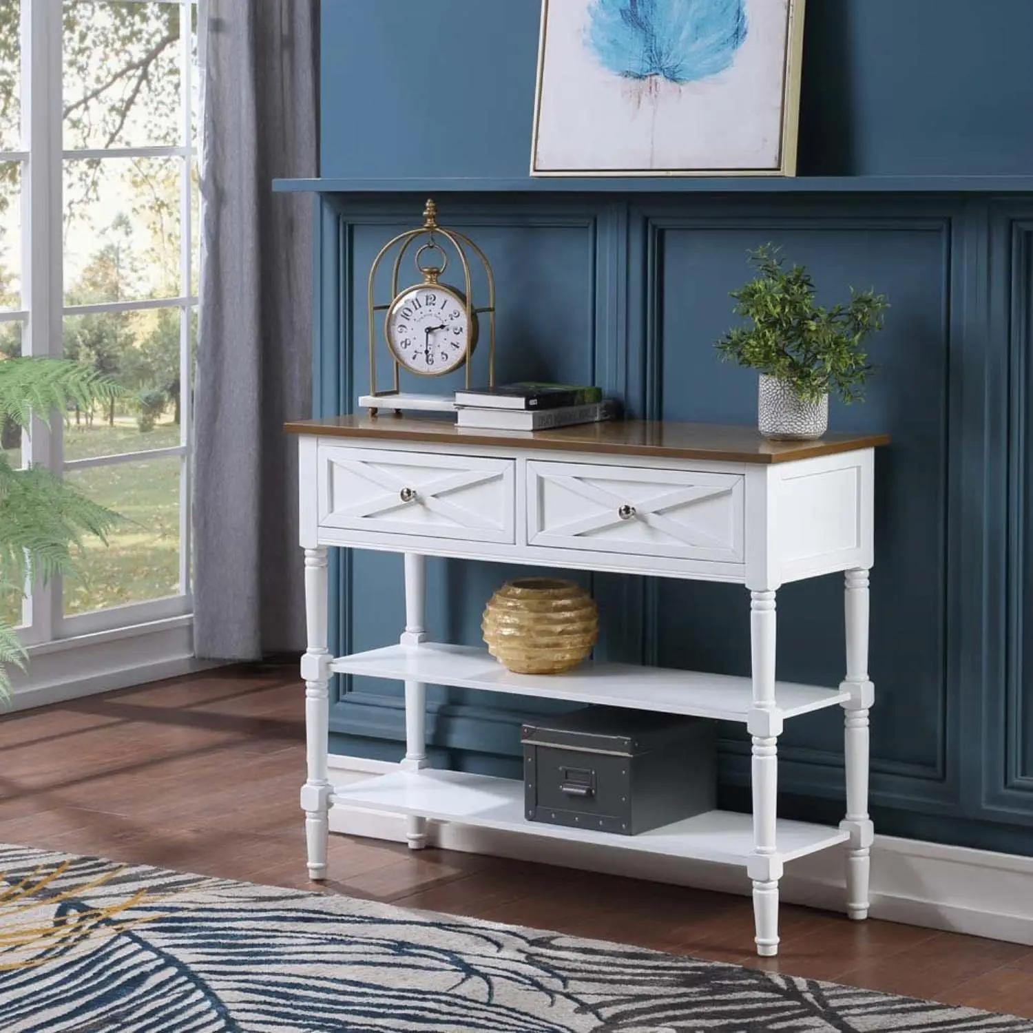 

Country Oxford 2-Drawer Console Table, Driftwood/White, living room cabinets