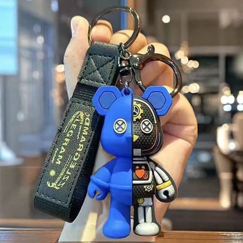 key ring Creative semi anatomical mechanical teddy bear keychain, personalized car keychain, couple backpack decoration, 3